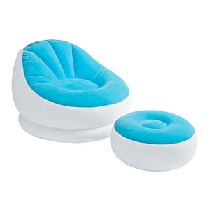 HLCSFMNN00001FF Intex โซฟาเป่าลมเบาะวางขา โซฟา เบาะนั่ง (สีขาว/ฟ้า) แถมฟรี! ที่สูบลม (ฺBlue)
