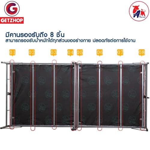 HLCBEMNN00102nobg-4 Thaibull เตียงไม้แบบพับได้ เตียงเหล็ก เตียงพับอเนกประสงค์ เตียงนอนพับได้ เตียง 2 ตอน รุ่น JMN35 (สีขาว)