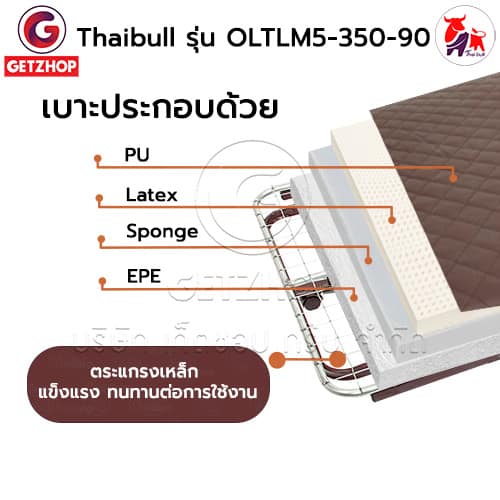 HLCBEMNN00205 -5 Thaibull เตียงไฟฟ้า เตียงนอนไฟฟ้า เตียงผู้สูงอายุ เตียงนอนเสริมพับได้ พร้อมเบาะที่นอน รุ่น OLTLM5-350-90(Latex) แถมฟรี! อุปกรณ์