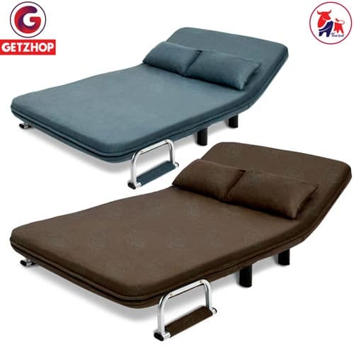 HLCBEMNN00076CD-5 Getzhop โซฟาปรับนอน 180 องศา โซฟาเบด โซฟา 3 ที่นั่ง Sofa bed Thaibull รุ่น RL832-120 ขนาด 115*192*25 ซม. (4ฟุต) แถมฟรี! หมอน 2 ใบ (สีน้ำตาล)