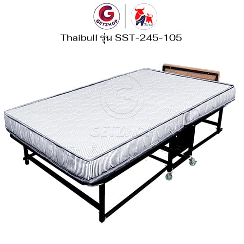 HLTBEMNN00002-5 Thaibull เตียงนอนพร้อมเบาะ เตียงเหล็ก เตียงเสริมโรงแรม ขนาด 3.5 ฟุต พับได้ รุ่น SST-245-105 (มีล้อ)